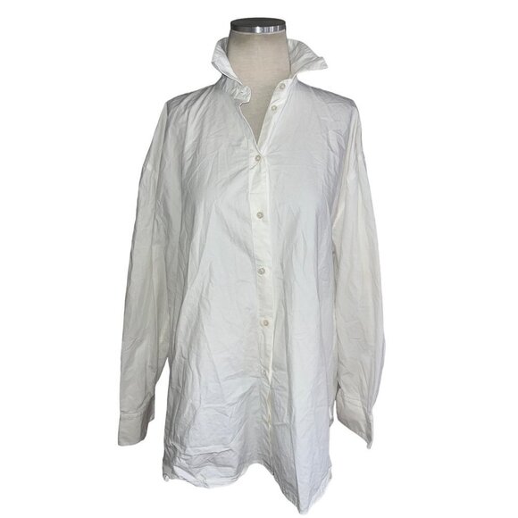 Loulou Studio Espanto Oversized Poplin Shirt in White Small New Womens Top - Picture 7 of 14